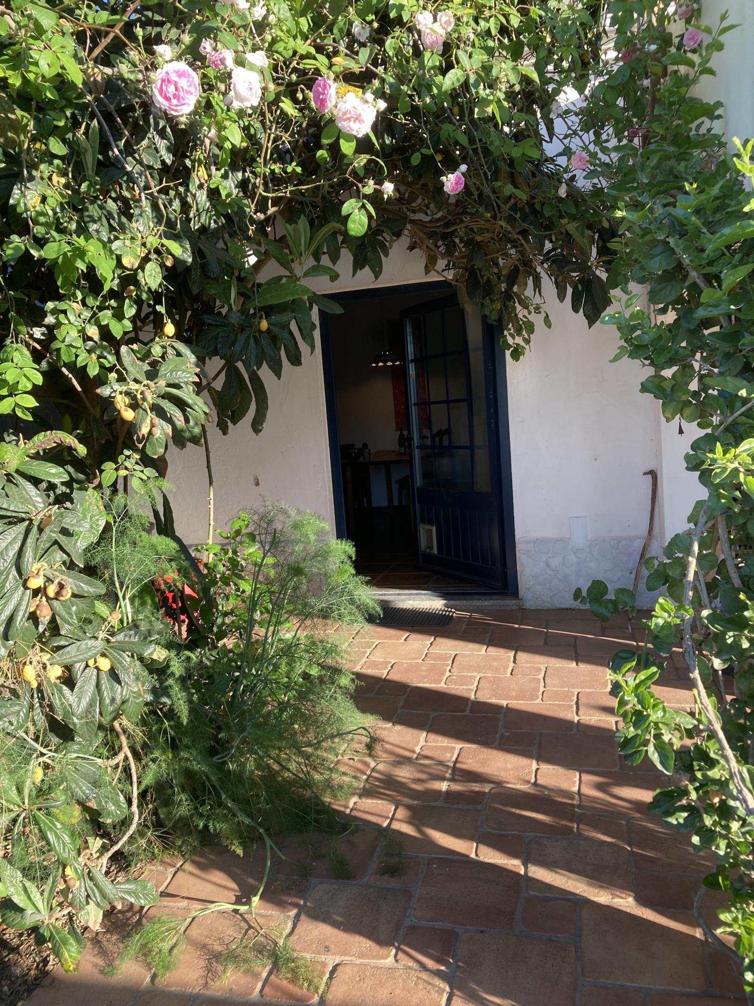 An open doorway with a walking stick, suggesting readiness to begin a journey
